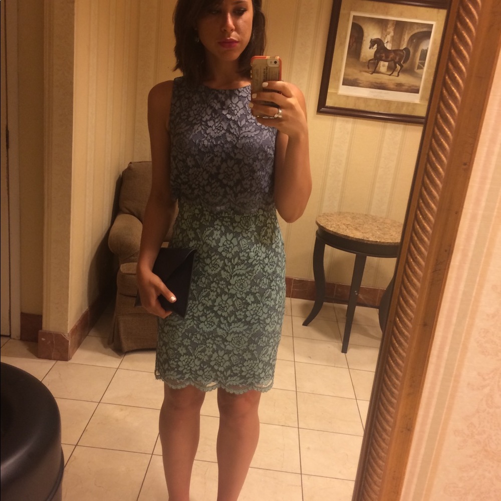 AQUA Color Block Blue Dress - Picture 3 of 3